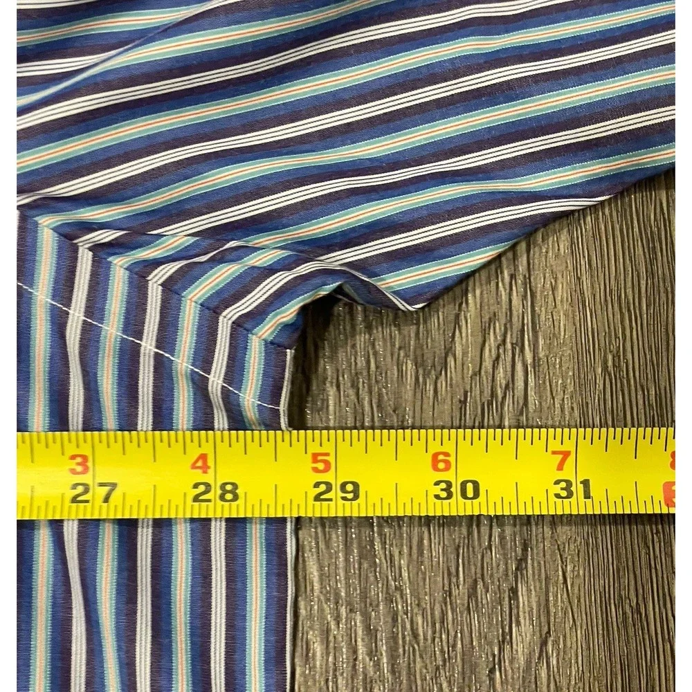 VTG Polo Ralph Lauren Shirt Men's 2XB Big Striped Blue Purple Long Sleeve Cotton
